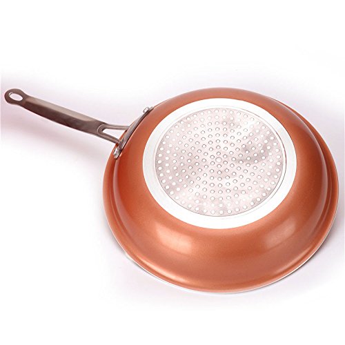 Xigeapg Non-Stick Frying Pan Copper Red Pan Induction Frying Pan Frying Pan Saucepan Oven Dishwasher Safe 8 Anti-Baking Frying Pan - Thumbnail 4