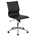 Flash Furniture Mid-Back Armless Black Ribbed LeatherSoft Swivel Conference Office Chair