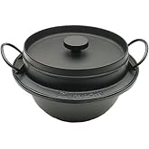 Iwachu 410-720 Japanese Cast Iron Gohan Nabe Rice Cooker, Black