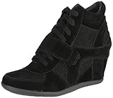Breckelles Women's METRO-01W Faux Suede Velcro Strap Lace Up Sneaker Wedges