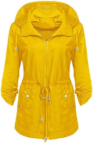 RoseLily Women's Waterproof Rain Jacket Lightweight with Hood, Trench Long Raincoat Outdoor Active Hiking Windbreaker