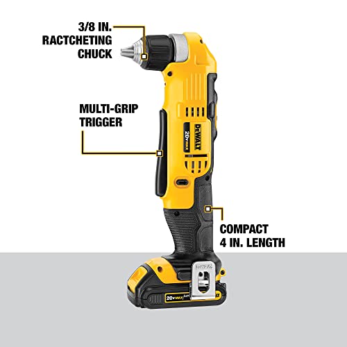 DEWALT 20V MAX Right Angle Cordless Drill/Driver Kit (DCD740C1