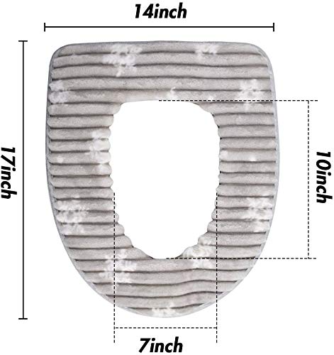 BigOtters Toilet Seat Cover Pads, Washable Toilet Seat Cushion Mat Winter Washable Toilet Seat Warmer (Gray)