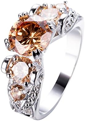 Adeser Jewelry Womens Lab Colourful CZ Ring And Five Stone Wedding Ring,10 KT White Gold Plated cz engagement rings Womens Rings(MGJ) Size 5