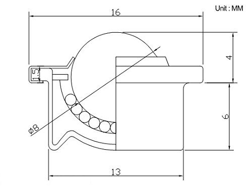 TOMUM Set of 8pcs CY-8H Mini Nylon Ball Transfer Bearing Unit Table Conveyor Roller Ball for Transmission, Furniture, Wheelchair