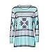 haoricu Women T-Shirt, Women Cotton Geometry Printing Long Sleeve Round Neck Pullover Blouse Tops Shirt (S, Blue)