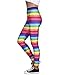 HDE Trendy Design Workout Leggings - Fun Fashion Graphic Printed Cute Patterns Rainbow Stripes - L