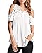 ZANZEA Ladies Off Shoulder Lace Crochet Hollow Long Sleeve Loose Blouse Tops (10, Short Sleeve White)