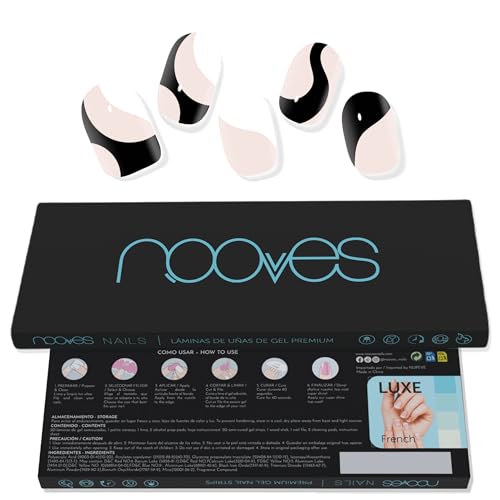 NOOVES - Gelfolien für Nägel | White Cow - Art Design | 20 Stück, halb-gehärtete Premium-Gelnägel, Nagelaufkleber, Gel-Nagelaufkleber, inklusive 1 Nagelfeile und 1 Orangenstab, vegan