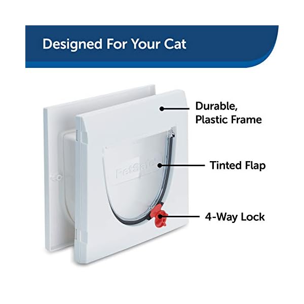 PetSafe Staywell 4 Way Locking Classic Cat Flap, Easy Install, Durable, Pet Door for Cats - (Tunnel Included), White