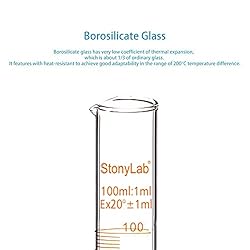 StonyLab 3-Pack Borosilicate Glass 100ml Heavy Wall