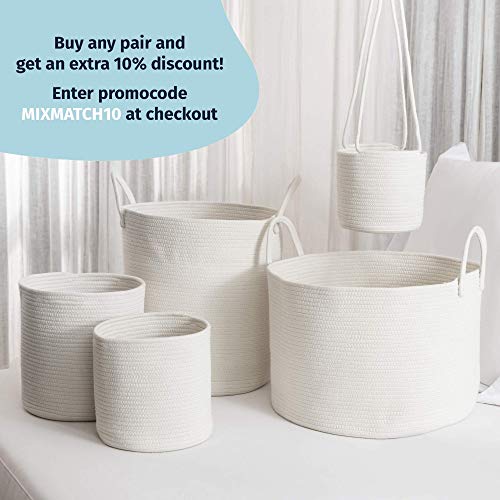 OrganiHaus Cotton Rope Large Blanket Basket Woven Laundry Basket for