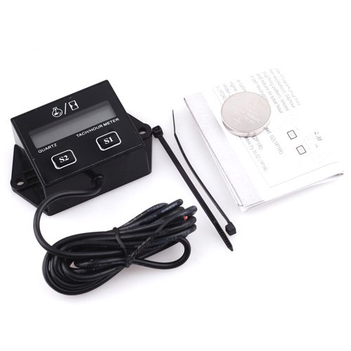 Simply Silver - New Digital Engine Tach Tachometer Hour Meter Inductive for Motorcycle Motor EC