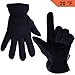 OZERO Deerskin Suede Leather Palm and Polar Fleece Back with Heatlok Insulated Cotton Layer Thermal Gloves, Small - Denim-Black