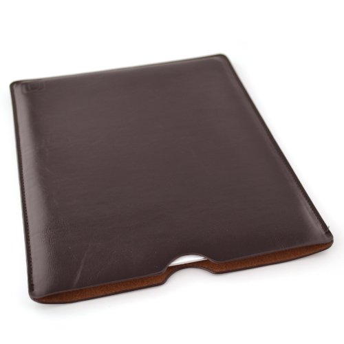 Dockem Executive Sleeve for iPad 1, 2, 3, 4; Slim, Premium Synthetic Leather Case for iPad; Also fits iPad Air or iPad 9.7 with Smart Cover; Microfiber Lined, Protective Tablet Pouch [Dark Brown]