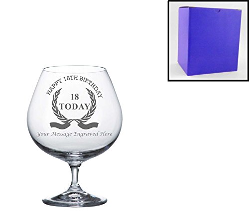 Bohemia Crystal Brandy Glass With Happy 21st Birthday Keys Design With Gift Box - Includes Engraving upto 30 Characters