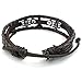 KONOV Mens Womens Leather Bracelet, Celtic Cross Charm Bangle, Fit 7-9 inch, Brown Silver
