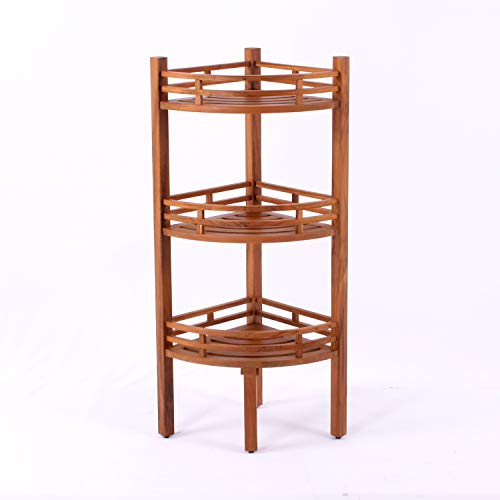 Cambridge-Casual Solid Teak Wood Estate, Corner Bath Shelf