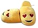 Emoji Slippers - Heart Eye - Cartoon Cute - Warm Cozy Soft and Funny Comfort - Slip Grip Bottoms Slipper