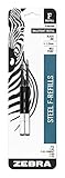 Zebra F-Series Ballpoint Stainless Steel Pen Refill, Medium Point, 1.0mm, Black Ink, 2-Count