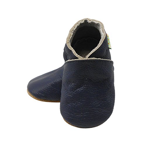 SAYOYO Baby Soft Sole Prewalkers Skid-Resistant Baby Toddler Shoes Cowhide Shoes (18-24 Months, Navy Blue) - Thumbnail 6