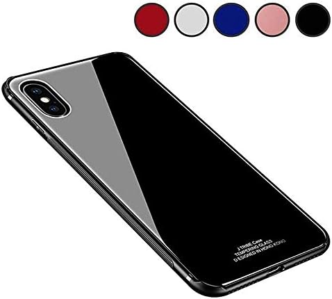 Chengming Compatible with iPhone XR Tempered Glass Case,Tempered Glass Back Cover + TPU Frame Hybrid Case Slim Case Anti-Scratch Anti-Drop (Black, iPhone XR)