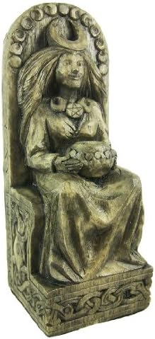Seated Lunar Goddess Pagan Statue Stone Finish Wicca