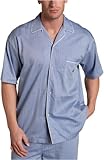 Nautica Men's Captains Herringbone Woven Short Sleeve Pajama Top,Blue Bone,Medium