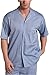 Nautica Men's Short Sleeve 100% Cotton Soft Woven Button Down Pajama Top, Blue Bone, Large