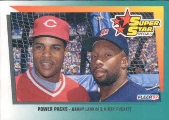 Amazon Barry Larkin カービー パケットpp 1992 Fleer野球カード 704 Cincinnati Reds Minnesota Twins Fleer スポーツファングッズ