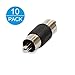 ELECTOP 10 Pack Audio Video Nickel RCA Male to Male RCA Coupler Adapter Connector, for Phono,Speaker,RCA Cable,Amplifier
