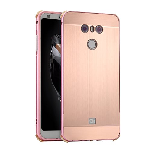 LG G6 Case,DAMONDY Luxury Ultra thin Metal Brushed Premium Aluminum Shockproof Protective Bumper Hard Back Case Cover for LG G6 2017 -Rose