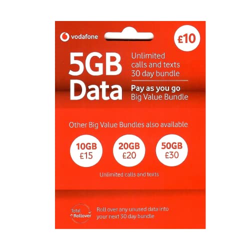 Vodafone uk sim card pronta per l'uso, 3G/4G/5G con contratto a consumo, utilizzabile anche dall'Italia, 3 in 1 nano-micro-standard sim.