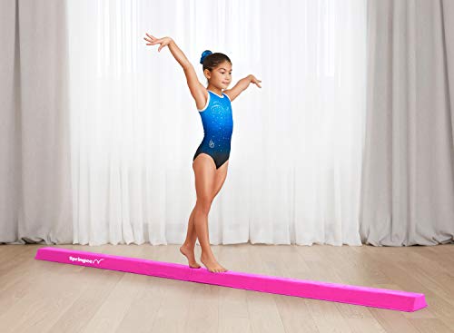 Springee 10ft Balance Beam - Extra Firm - Suede Folding Gymnastics Beam for Home - Pink