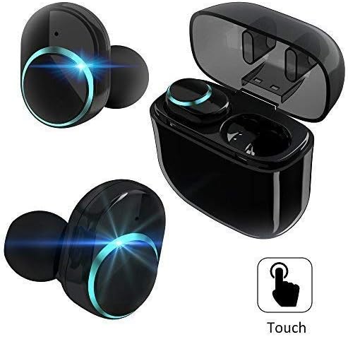Shuua Wireless Earbud, Bluetooth V4.2 Earphones Touch Control TWS In-Ear Headphones Stereo Sound Headset with Mic Charging Box compatible with iPhone iPad Samsung Most Android Phones PC (Black)
