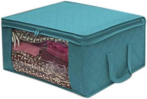 Dethler Home Foldable Zipper Storage Bags Clothes Bedding Pillows Quilt Organizer Space Saver Bags Blue