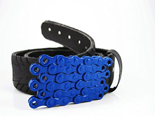 Rhythmic Metal Recycled Bike Chain Belt Buckle- Flat- Blue Finish
