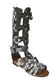 Atta 07K Little Girls Strappy Gladiator Comfort Flat Sandals Silver