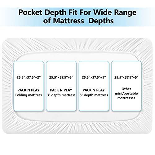 TILLYOU Cloudy Soft Waterproof Pack and Play Sheet Quilted, Breathable