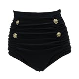 JOYMODE Women's Retro High Waisted Bikini Bottom Ruched Swim Short Tankinis Bathing Suit