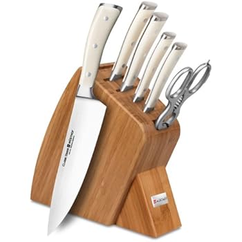 Amazon.com: Wusthof Classic Ikon Creme 7-piece Bamboo Slim ...