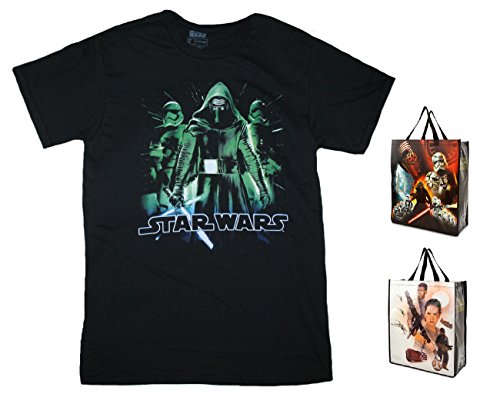 Fifth Sun Star Wars Episode 7 Triglow Mens' Tee & Tote - 2 Piece Gift Set (Large, Black/Green)