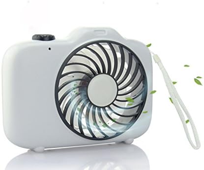 Touchshop Portable Mini USB Camera Shape Hand-Hold Fan by Rechargeable 18650 Battery/USB Infinitely Variable Speeds Desktop Office Home and Outsides Fan (White)