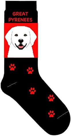 Great Pyrenees Socks Lightweight Cotton Crew Stretch Egyptian Red