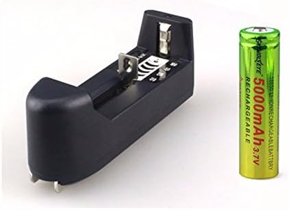 18650 Battery and Charger, 1-Pack Rechargeable 18650 Smart Battery Charger with 1-Pack 5000mAh Li-ion 18650 3.7V Rechargeable Batteries, for Flashlight Headlmap Power Tools