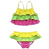 TIAOBU Girls Ruffled Tankini Spaghetti Swimsuit Swimwear