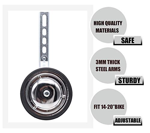 MOLI DEE! Sports & Outdoors Bicycle Training Wheels for Kids, Adjustable for 14 16 18 20 inch Bike. A Perfect stabilizer Accessories Package for Kid (Silver) - Thumbnail 2