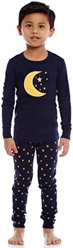 Leveret Boys Girls "Moon &amp; Stars" Christmas 2 Piece Pajama Set Top &amp; Pants 100% Cotton (Toddler-14 Years)