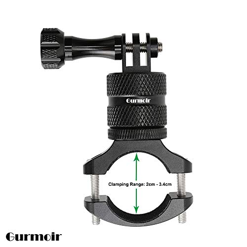 Gurmoir Aluminum Bike Bicycle Handlebar Mount for Gopro Hero 8/Hero 7/6/5/4 Session/AKASO/DJI Osmo Action/SJCAM/YI and More Action Cameras. 360 Degrees Rotary Bicycle Rack Mount - Thumbnail 3