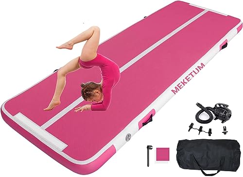 MEKETUM Air Turn Track Matte 2m 3m 4m 5m 6m 10/20cm Dicke Turnen Matten Aufblasbar Gymnastikmatte Rutschfest Sportmatte für Zuhause/Training/Tumbling/